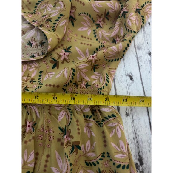 Natural Life Rayon Oversized Flowy Floral Mustard Dress Large Summer Cottagecore - Picture 9 of 10